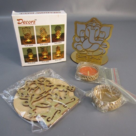 Decorz Shadow Diya Lot of 2 Tea Candle Holders Elephant Ambience Dux - Picture 1 of 6